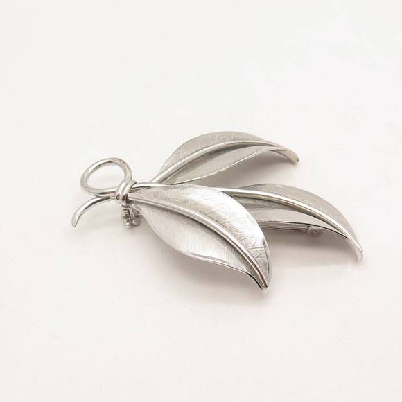 925 Sterling Silver Vintage Danecraft Triple Leaf Pin Brooch - Picture 6 of 8